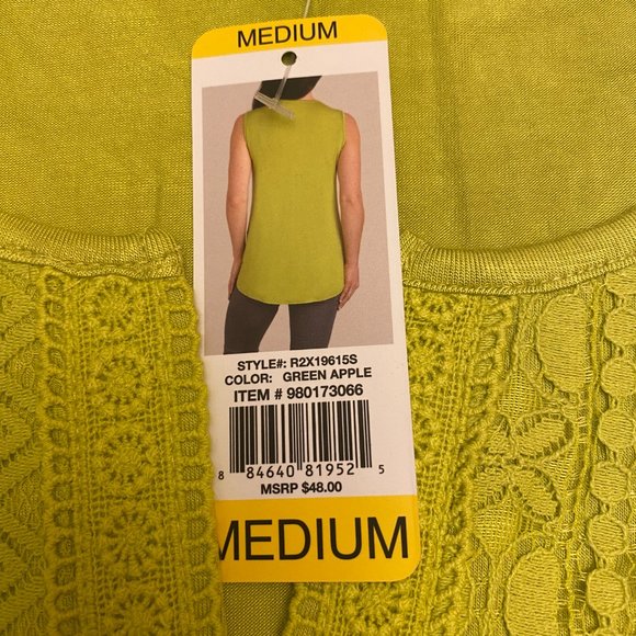 RXB Women's Green Apple Sleeveless Tank Top - Size Medium - NWT - Picture 2 of 2